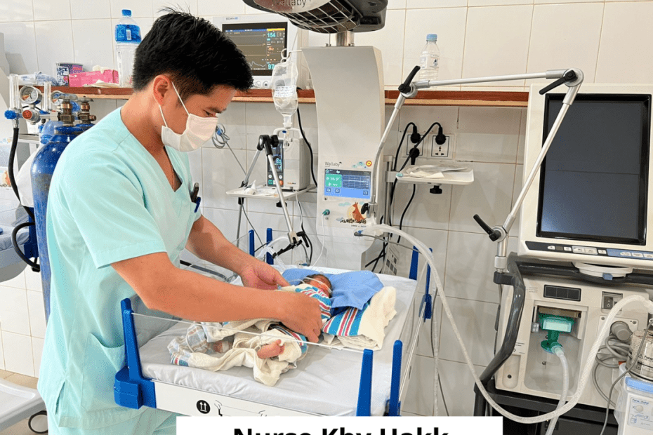 NICU nurse with baby